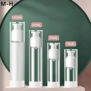 Airless Pump Bottles for Creams & Lotions, 15ml/50ml/100ml, Transparent Travel-Friendly Dispensers