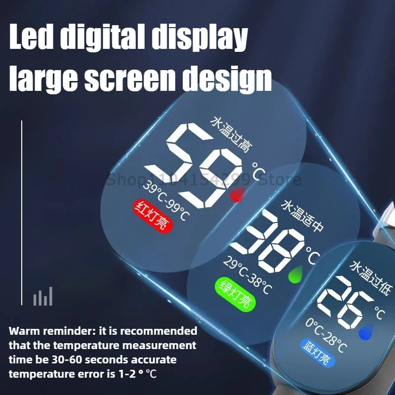 Black Bathroom Led Display 0℃~99℃ Home Water Shower Thermometer Water Accurate Temperature Measurement Meter Bathroom - Image 5