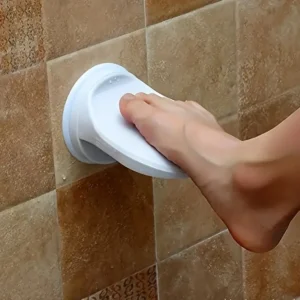 White Non-Slip Suction Foot Rest for Shower – Removable, Traceless Bathroom Stool with Drainage Holes, Adhesive Design