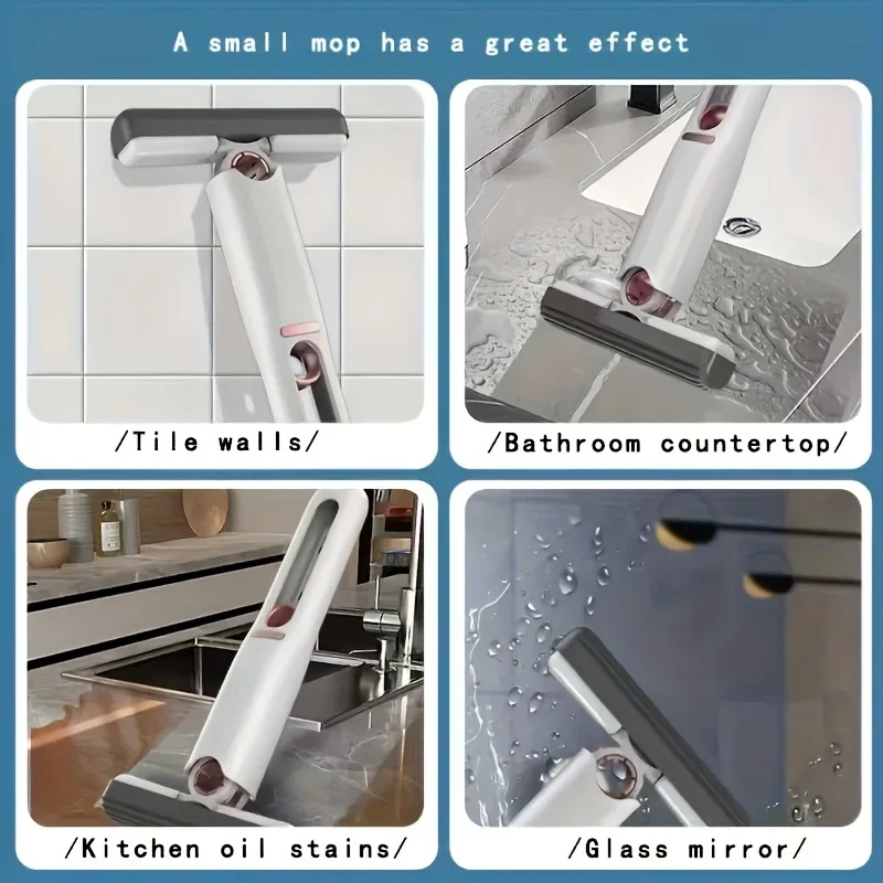 Mini Mop Self Squeeze Mop Powerful Folding Household Clean Tools No Hand Wash Strong Absorbent Mop for Bathroom Kitchen Desktop - Image 5